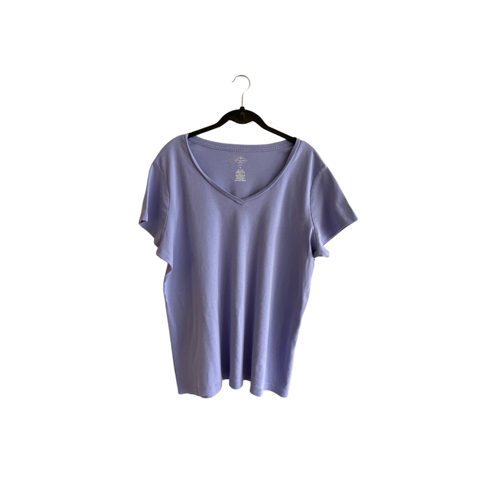 St. John's Bay Short Sleeve V-Neck T-Shirt-Lavender-Size 1X